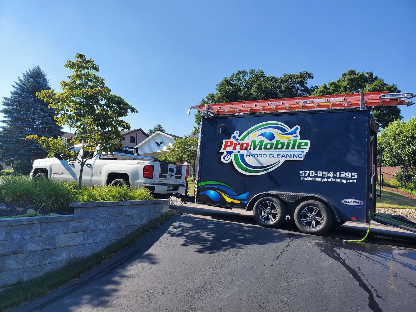 ProMobile Hydro Cleaning truck and branded washing trailer